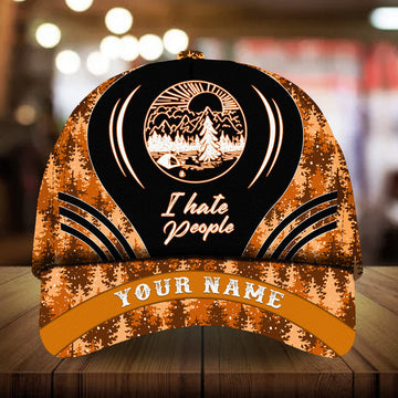 Max Corners I Hate People Camping Art Pine tree pattern 2 Custom 3D Cap