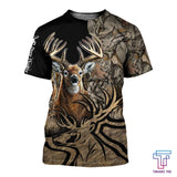 Maxcorners Deer Hunting Camo Caribou 3D Over Printed Hoodie