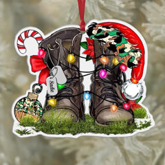 Maxcorners Personalized Aluminium Ornament - Gift For Military - Christmas Boots