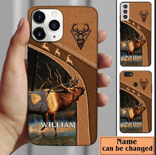 Maxcorners Leather Pattern Personalized Phone ELK Deer -  Samsung Phone Case