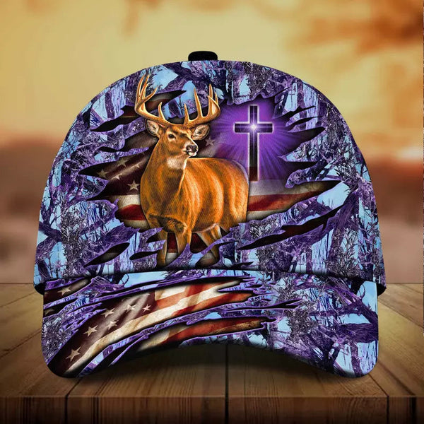 Maxcorners Premium Cross And Deer 3D Personalized Multicolor Cap