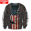 Maxcorners Fishing Hook American Flag Camo Personalized Name 3D Shirt