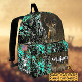 Maxcorners Deer Hunting Name State & Flag Personalized Backpack