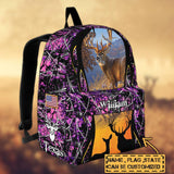 Maxcorners Deer Hunting Name State & Flag Personalized Backpack