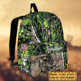 Maxcorners Deer Hunting Name State & Flag Personalized Backpack