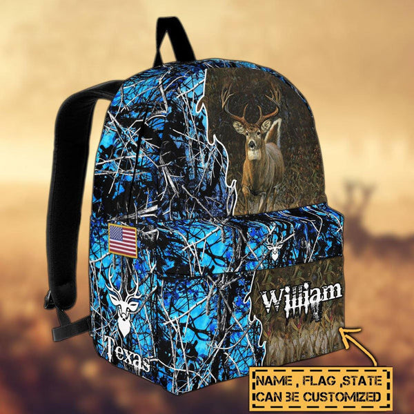 Maxcorners Deer Hunting Name State & Flag Personalized Backpack