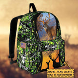 Maxcorners Deer Hunting Name State & Flag Personalized Backpack