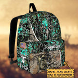 Maxcorners Deer Hunting Name State & Flag Personalized Backpack