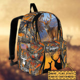 Maxcorners Deer Hunting Name State & Flag Personalized Backpack