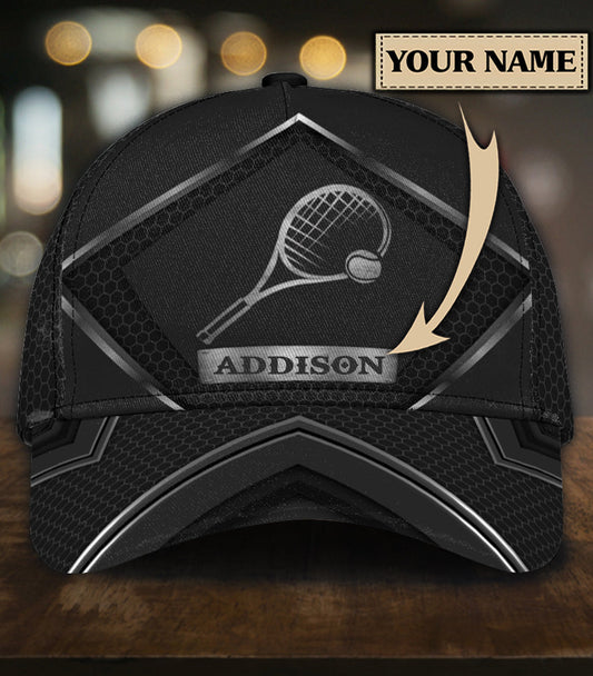 Maxcorners Tennis Sliver Blạck Personalized All Over Printed Cap