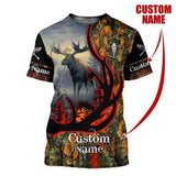 Maxcorners Moose Hunting Personalized Name 3D Over Printed Hoodie