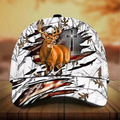 Maxcorners Premium Cross And Deer 3D Personalized Multicolor Cap