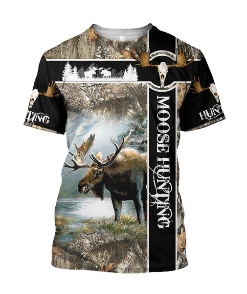 Maxcorners Moose Hunting Camo 3D Over Printed Hoodie