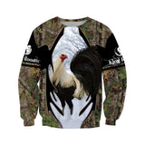 Maxcorners Rooster King Camo Light Green All Over Printed Hoodie